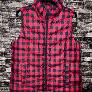 Lands' End Red and Black Checkered Vest